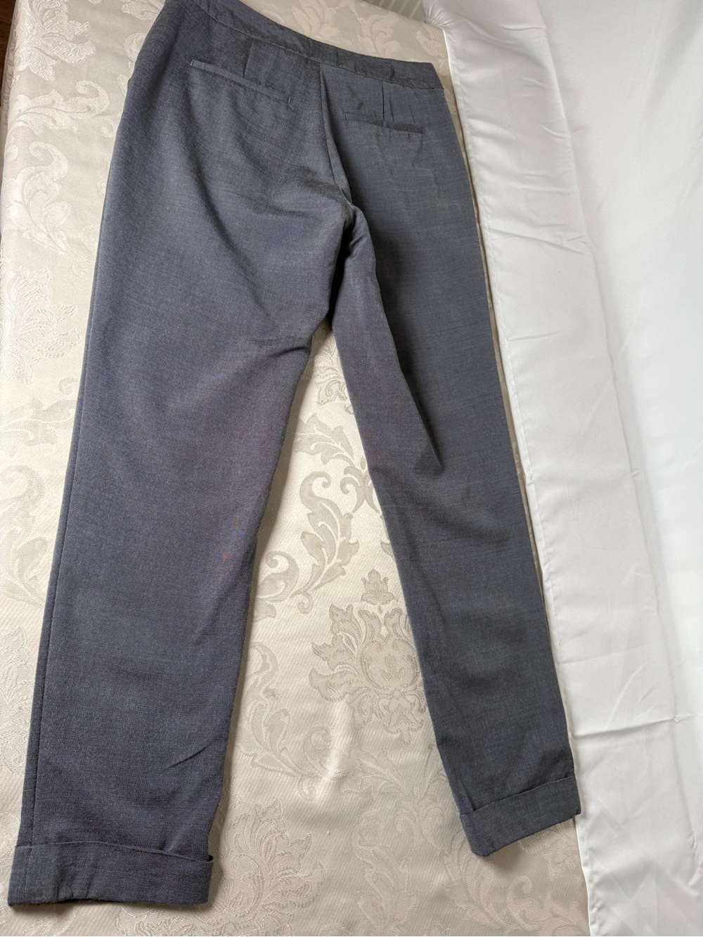REISS Grey Wool Blend Tailored Cropped Cuff Trousers Pants US 4 - Picture 3 of 11